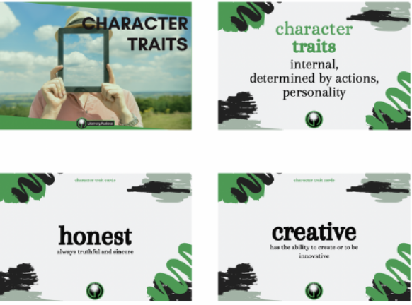 character trait vocabulary words from Literary Fusions.